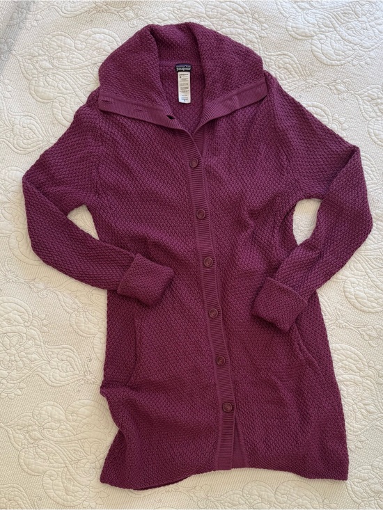 Patagonia Sweaters - Patagonia Textured 100% Merino Wool Mulberry Long Button Down  Cardigan Sz XL